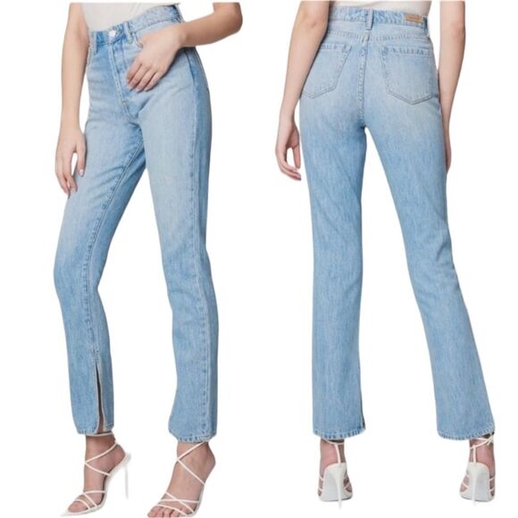 Blank NYC The Cooper Slim Straight Leg High Rise Button Fly Jeans Slit Hem Rigid - Picture 16 of 16